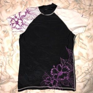 Black and white swim rash guard